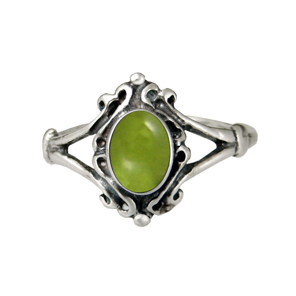 Sterling Silver Victorian Peridot Ring Size 9